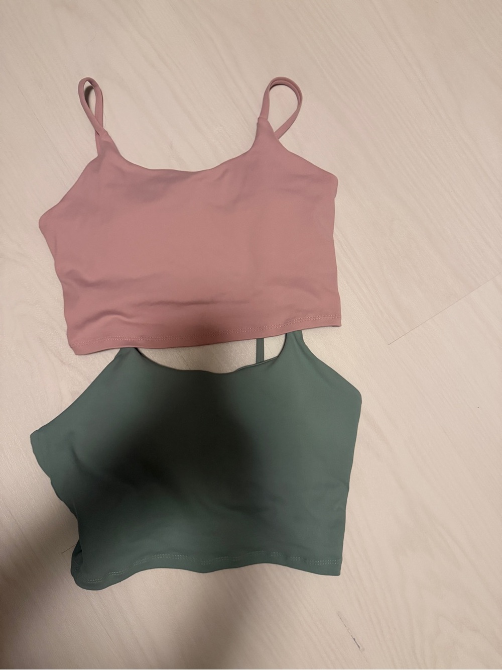 Women’s Double Pack Cropped Tank Tops - Dusty Rose & Sage Green